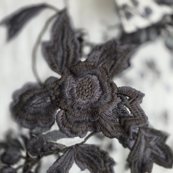 Anthropologie Floral Toile Button Down Mini Dress Blue Black Long Sleeve Size 10 - Picture 4 of 13